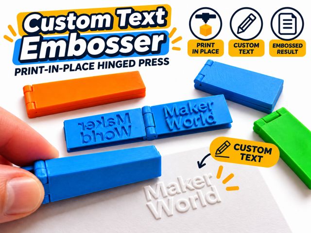 Personalizado text embosser | print-in-place hinged press
