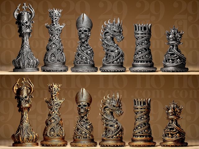 Jogo gothic ornamental de xadrez