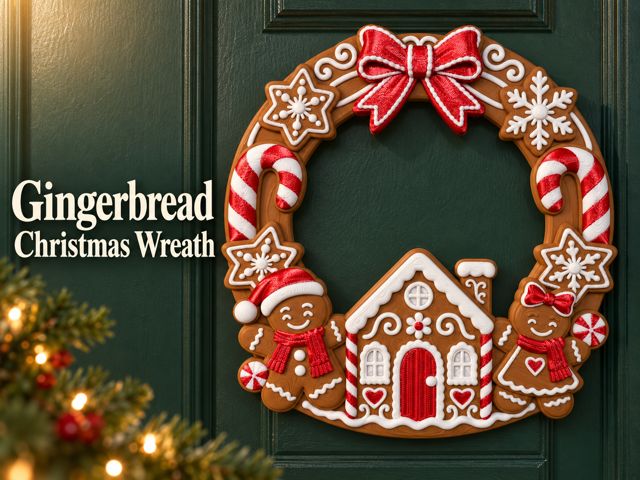 Gingerbread christmas wreath | candy cottage