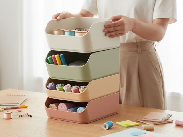 Stackable minimalista storage bins 3 height conjunto