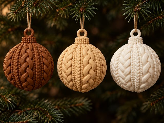 Knitted christmas baubles